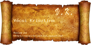 Vécsi Krisztina névjegykártya
